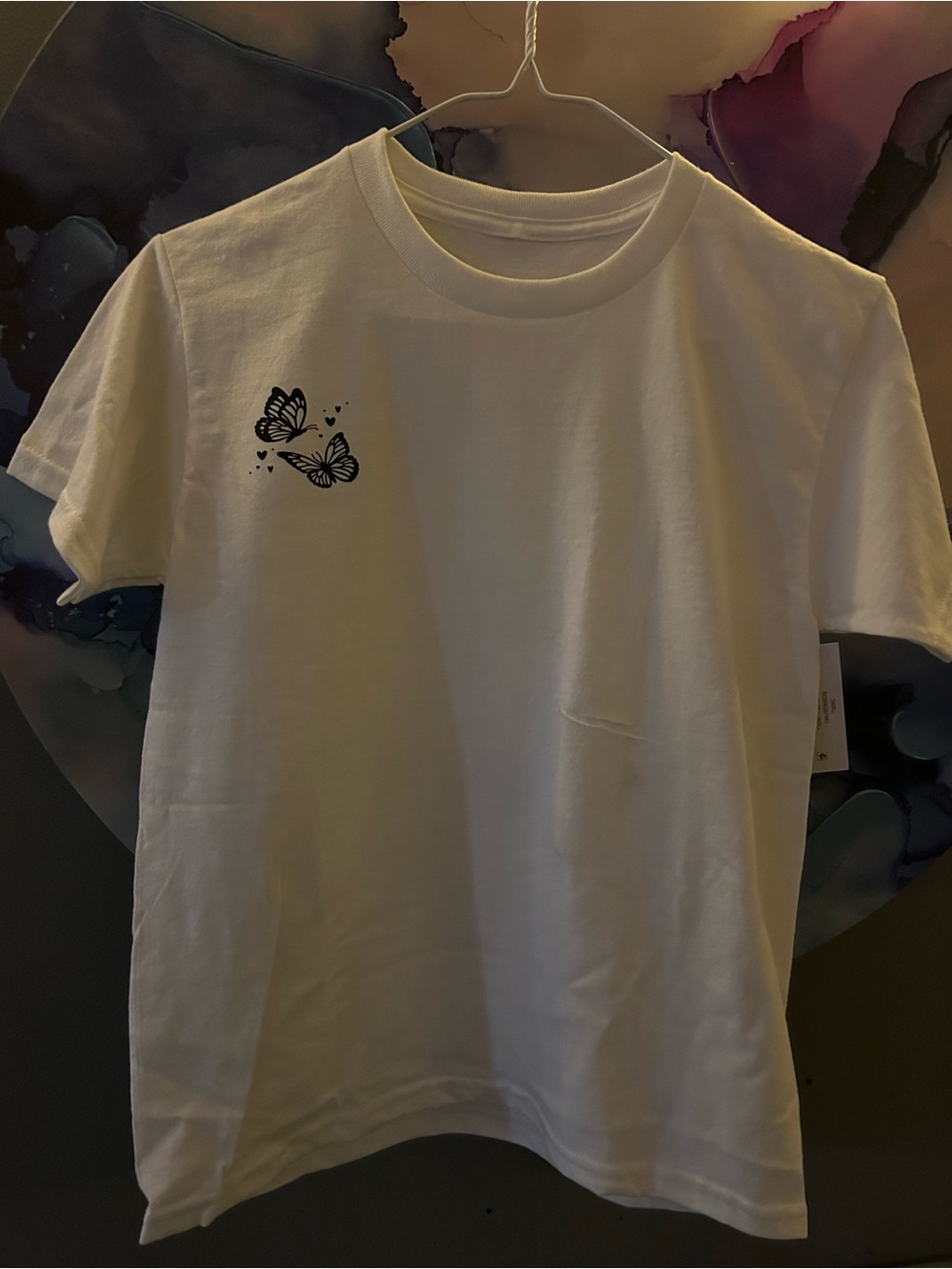White Butterfly Graphic Short Sleeve Tee